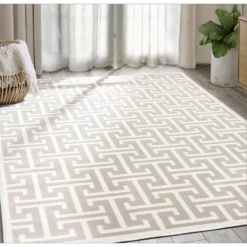 Arto Beige 5 ft. 3 in. x 7 ft. 6 in. Abstract Polypropylene Area Rug by Abani -Abani Sales beige abani area rugs art160a 5 31 1000