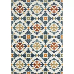 Hampton Beige 5.3 ft. x 7.6 ft. Abstract Polypropylene Area Rug by Abani