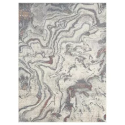 Milas Beige 6 ft. x 9 ft. Abstract Polypropylene Area Rug by Abani