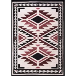 Abani Rugs Molana MOL110A Southwestern Beige Charcoal Red 7 ft. 9 in. x 10 ft. 2 in. Area Rug