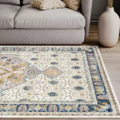 Porto Beige 5 ft. 3 ft. x 7 ft. 6 in. Oriental Polypropylene Area Rug by Abani -Abani Sales beige abani area rugs prt150a 5 44 1000