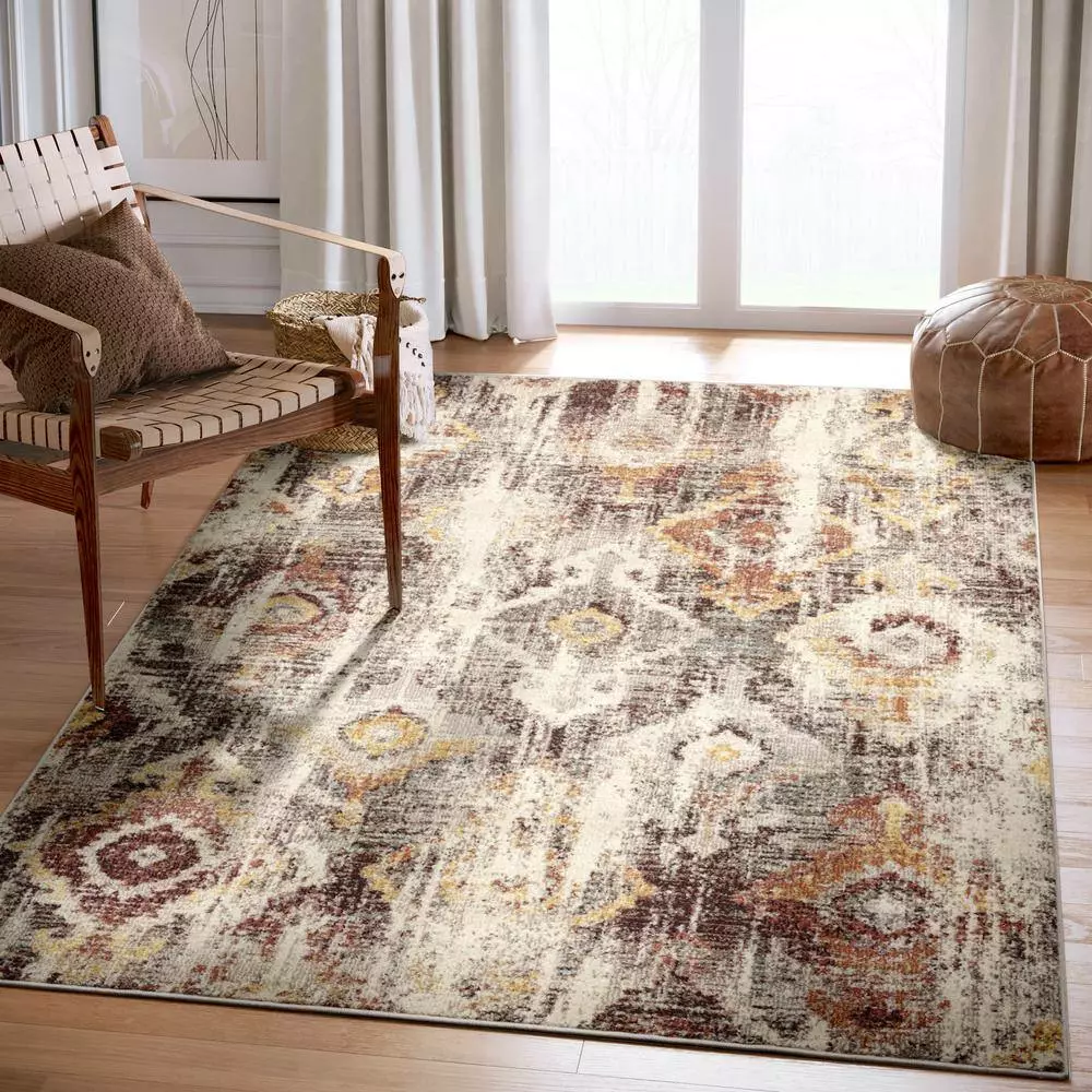 Sedona Beige 7 ft. 9 in. x 10 ft. 2 in. Oriental Polypropylene Area Rug by Abani 9 Sedona Beige 7 ft. 9 in. x 10 ft. 2 in. Oriental Polypropylene Area Rug by Abani - Image 7