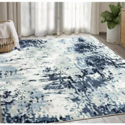 Arto Blue 6 ft. x 9 ft. Distressed Polypropylene Area Rug by Abani -Abani Sales blue abani area rugs art220a 6 31 1000