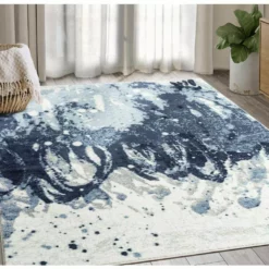 Arto Blue 4 ft. x 6 ft. Distressed Polypropylene Area Rug by Abani -Abani Sales blue abani area rugs art230a 4 31 1000