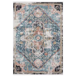 Azure Blue 6 ft. x 9 ft. Oriental Polyester Area Rug by Abani