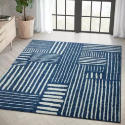 Casa Blue 7.9 ft. x 10.2 ft. Geometric Polypropylene Area Rug by Abani -Abani Sales blue abani area rugs cas260a 8 31 1000