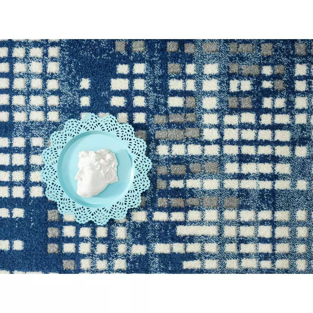 Casa Blue 4 ft. x 6 ft. Geometric Polypropylene Area Rug by Abani 7 Casa Blue 4 ft. x 6 ft. Geometric Polypropylene Area Rug by Abani - Image 5