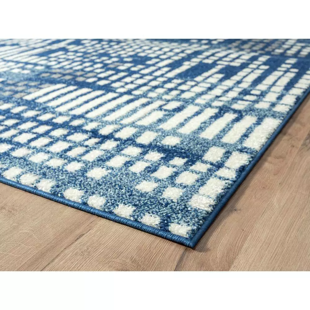 Casa Blue 4 ft. x 6 ft. Geometric Polypropylene Area Rug by Abani 5 Casa Blue 4 ft. x 6 ft. Geometric Polypropylene Area Rug by Abani - Image 3