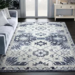 Cruz Blue 7.9 ft. x 10.2 ft. Geometric Polypropylene Area Rug by Abani -Abani Sales blue abani area rugs cru120a 8 31 1000