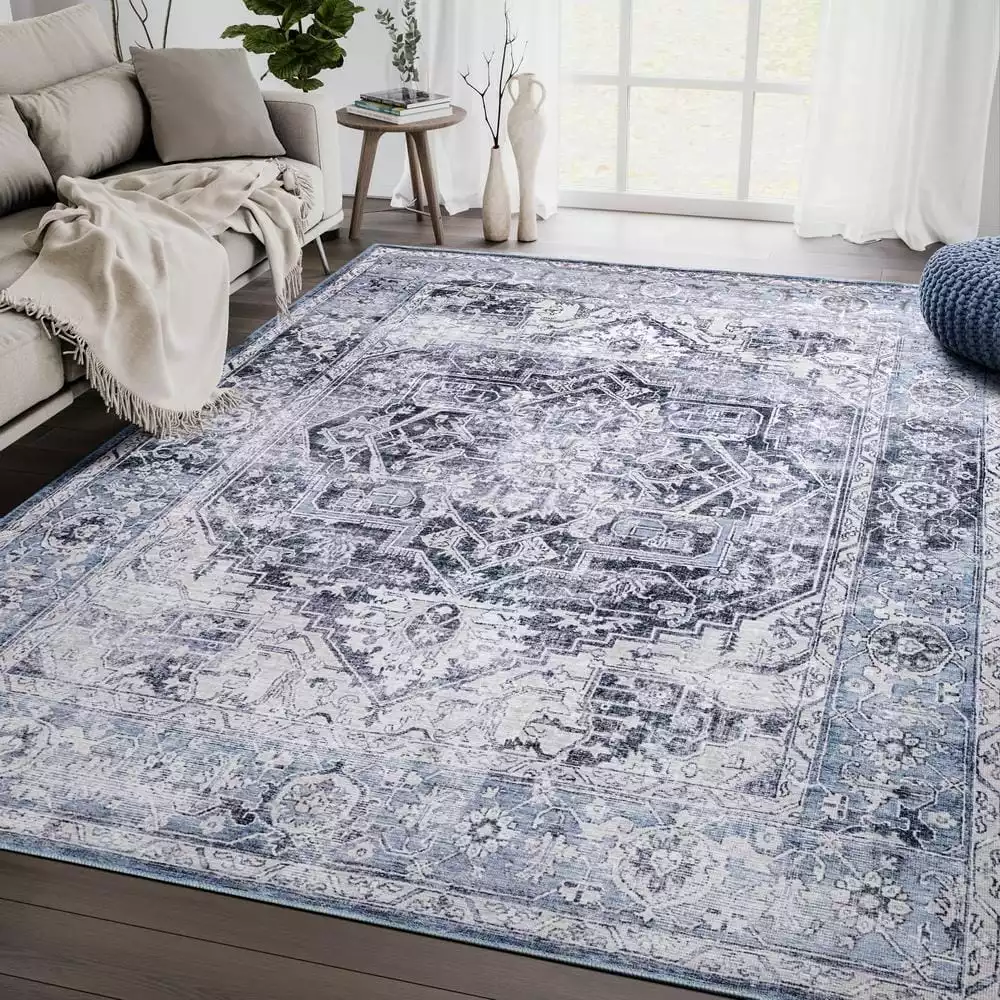 Abani Rugs Lola LOL140A Contemporary Blue 5 ft. 3 in. x 7 ft. 6 in. Area Rug 8 Abani Rugs Lola LOL140A Contemporary Blue 5 ft. 3 in. x 7 ft. 6 in. Area Rug - Image 6