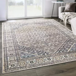 Abani Rugs Lola LOL170A Vintage Contemporary Creamy Gray Blue 4 ft. x 6 ft. Area Rug -Abani Sales blue abani area rugs lol170a 4 31 1000