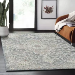 Milas Blue 6 ft. x 9 ft. Oriental Polypropylene Area Rug by Abani -Abani Sales blue abani area rugs mil130a 6 31 1000