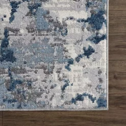 Abani Rugs MIST MIS100A Abstract Concrete Wall Blue 5 ft. 3 in. x 7 ft. 6 in. Area Rug -Abani Sales blue abani area rugs mis100a 5 4f 1000