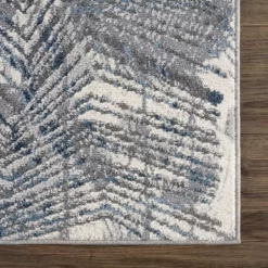Abani Rugs MIST MIS130A Leaves Blue 5 ft. 3 in. x 7 ft. 6 in. Area Rug -Abani Sales blue abani area rugs mis130a 5 4f 1000