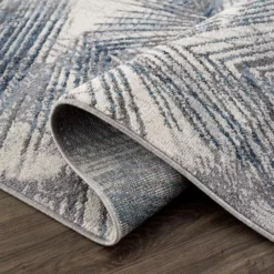 Abani Rugs MIST MIS130A Leaves Blue 5 ft. 3 in. x 7 ft. 6 in. Area Rug -Abani Sales blue abani area rugs mis130a 5 c3 1000