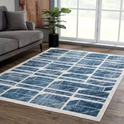 Abani Rugs MIST MIS160A 3C Box Blue 7 ft. 9 in. x 10 ft. 2 in. Rug -Abani Sales blue abani area rugs mis160a 8 31 1000