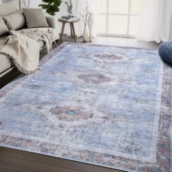 Abani Rugs Molana MOL120A Vintage Blue 7 ft. 9 in. x 10 ft. 2 in. Turkish Area Rug -Abani Sales blue abani area rugs mol120a 8 31 1000