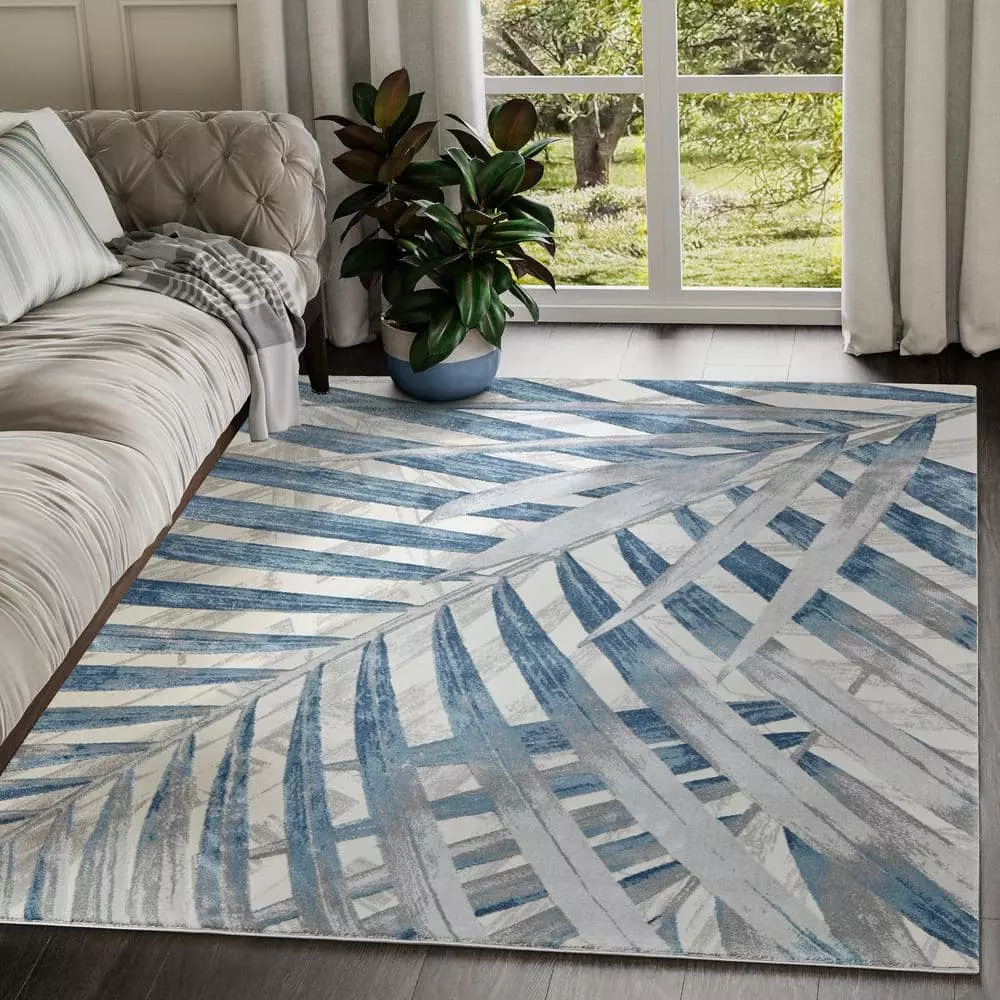 Nova Blue 9 ft. x 12 ft. Abstract Polyester Area Rug by Abani 9 Nova Blue 9 ft. x 12 ft. Abstract Polyester Area Rug by Abani - Image 7