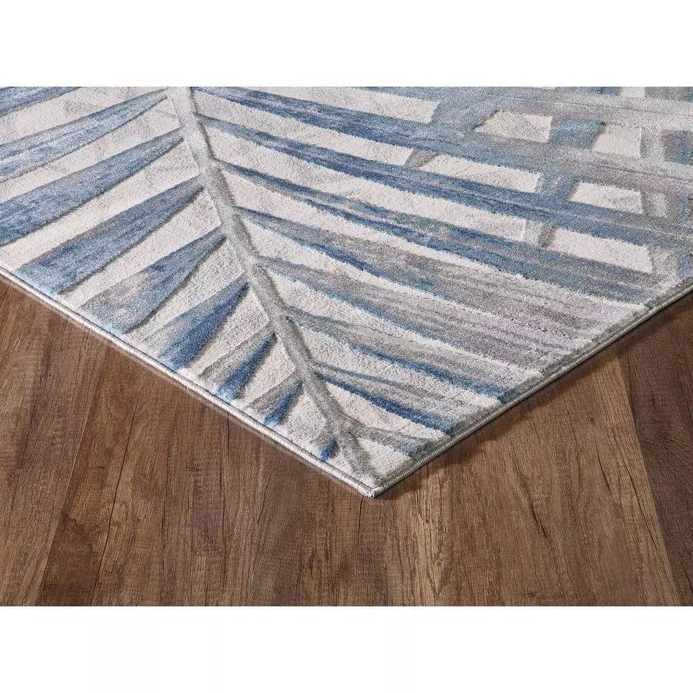 Nova Blue 9 ft. x 12 ft. Abstract Polyester Area Rug by Abani 6 Nova Blue 9 ft. x 12 ft. Abstract Polyester Area Rug by Abani - Image 4