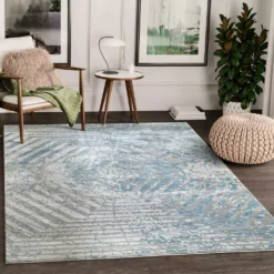 Nova Blue 5.3 ft. x 7.6 ft. Abstract Polyester Area Rug by Abani 15 Nova Blue 5.3 ft. x 7.6 ft. Abstract Polyester Area Rug by Abani -Abani Sales blue abani area rugs nov160a 5 31 1000
