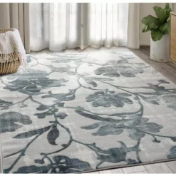 Nova Blue 7.9 ft. x 10.2 ft. Floral Polyester Area Rug by Abani -Abani Sales blue abani area rugs nov180a 8 31 1000