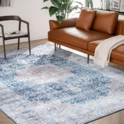 Paloma Blue 6 ft. x 9 ft. Oriental Polyester Area Rug by Abani -Abani Sales blue abani area rugs pal200a 6 31 1000