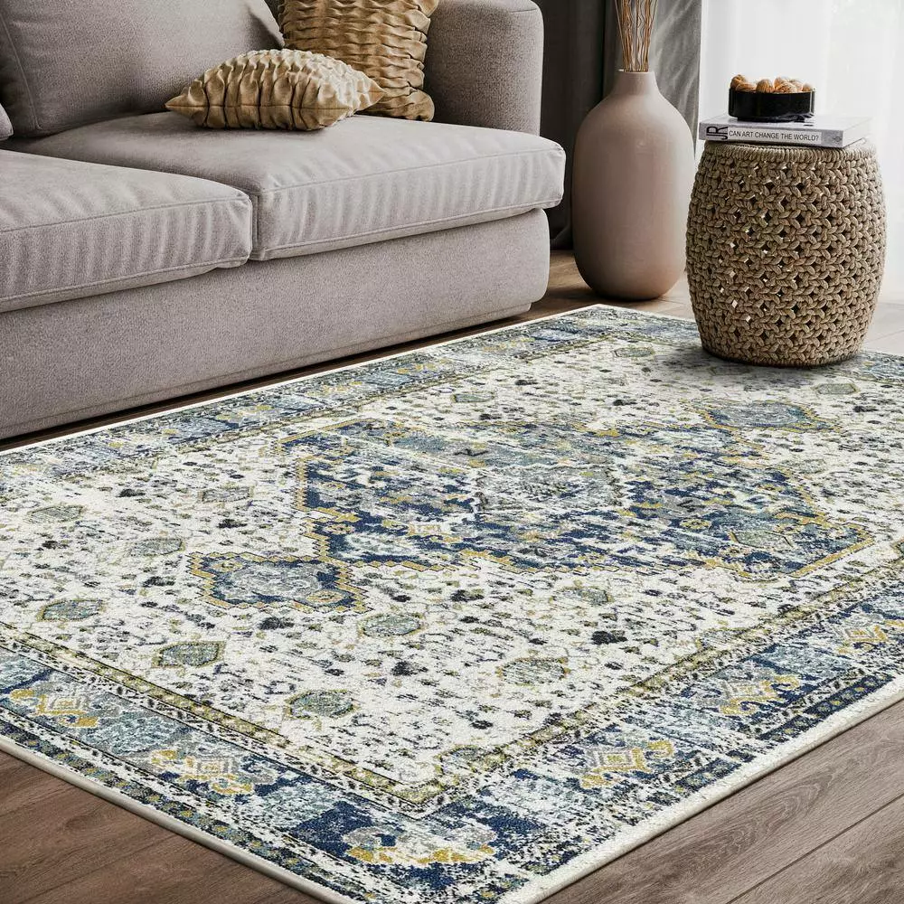 Porto Blue 4 ft. x 6 ft. Oriental Polypropylene Area Rug by Abani 10 Porto Blue 4 ft. x 6 ft. Oriental Polypropylene Area Rug by Abani - Image 8