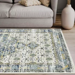 Porto Blue 4 ft. x 6 ft. Oriental Polypropylene Area Rug by Abani 16 Porto Blue 4 ft. x 6 ft. Oriental Polypropylene Area Rug by Abani -Abani Sales blue abani area rugs prt160a 4 44 1000