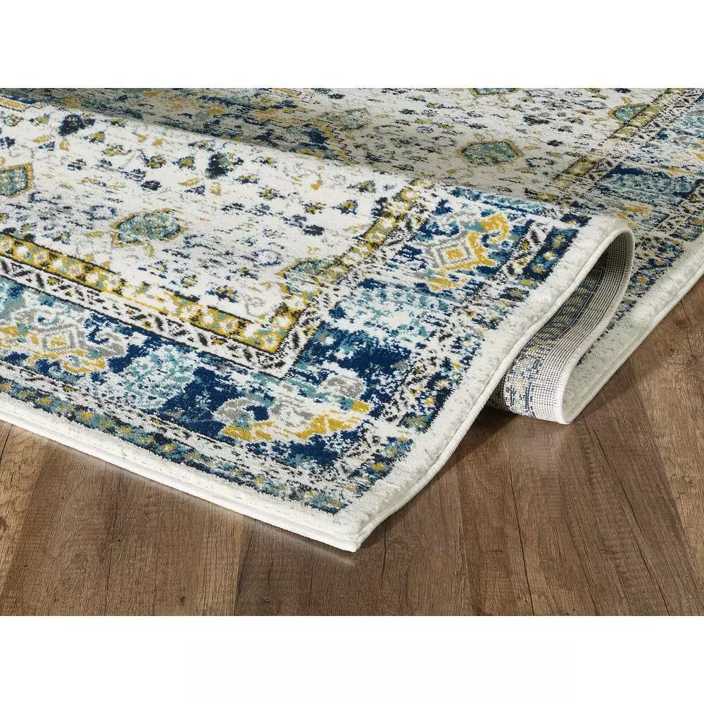 Porto Blue 4 ft. x 6 ft. Oriental Polypropylene Area Rug by Abani 7 Porto Blue 4 ft. x 6 ft. Oriental Polypropylene Area Rug by Abani - Image 5