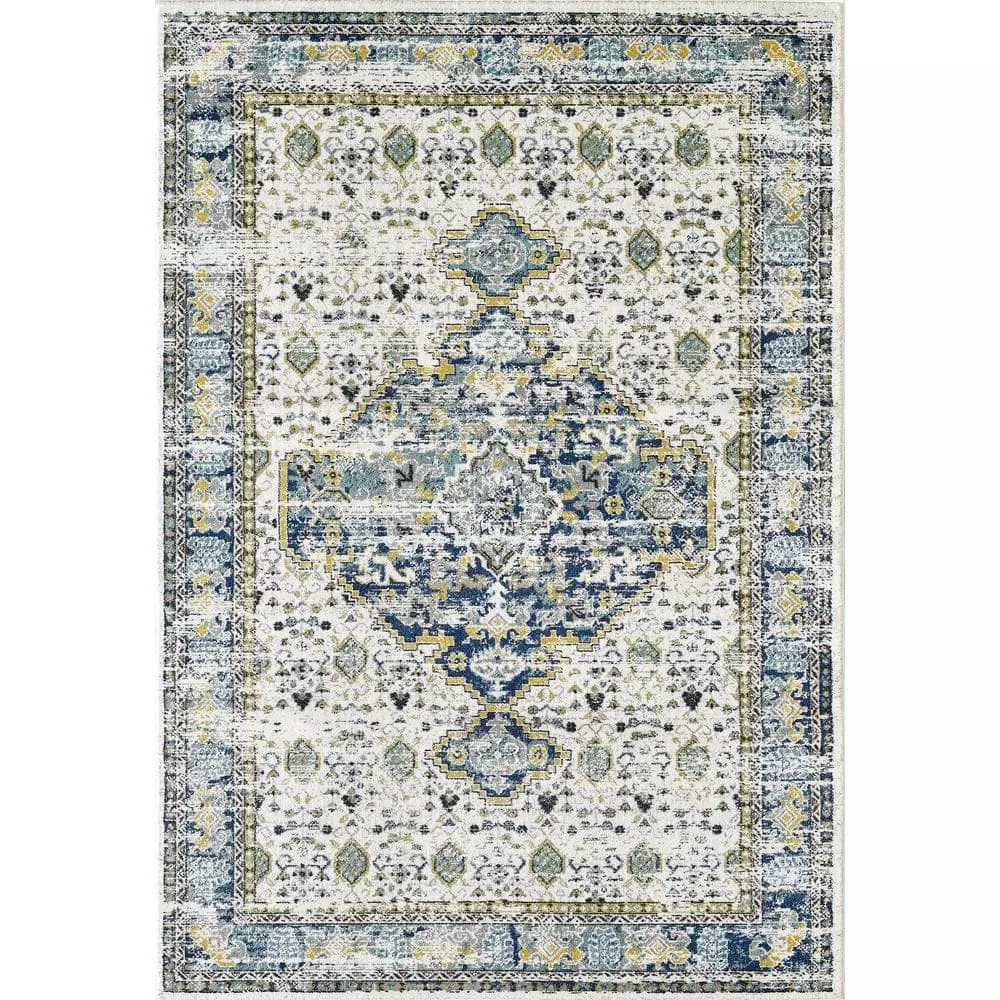 Porto Blue 4 ft. x 6 ft. Oriental Polypropylene Area Rug by Abani 3 Porto Blue 4 ft. x 6 ft. Oriental Polypropylene Area Rug by Abani