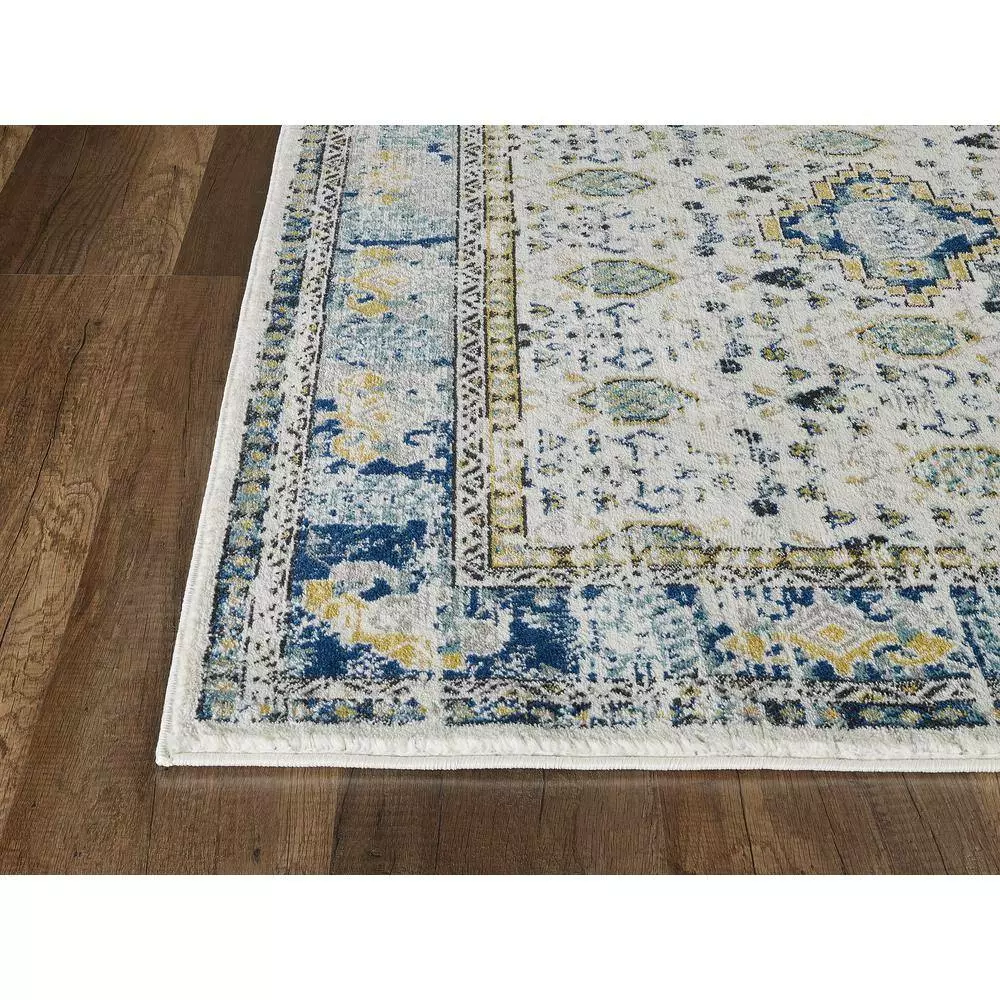 Porto Blue 4 ft. x 6 ft. Oriental Polypropylene Area Rug by Abani 4 Porto Blue 4 ft. x 6 ft. Oriental Polypropylene Area Rug by Abani - Image 2