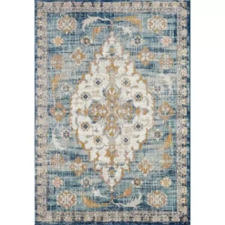Porto Blue 4 ft. x 6 ft. Oriental Polypropylene Area Rug by Abani