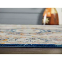 Porto Blue 5 ft. 3 ft. x 7 ft. 6 in. Oriental Polypropylene Area Rug by Abani -Abani Sales blue abani area rugs prt180a 5 1f 1000