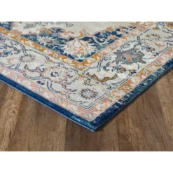 Porto Blue 5 ft. 3 ft. x 7 ft. 6 in. Oriental Polypropylene Area Rug by Abani -Abani Sales blue abani area rugs prt180a 5 c3 1000