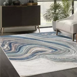 Porto Blue 3 ft. x 5 ft. Abstract Polypropylene Area Rug by Abani -Abani Sales blue abani area rugs prt200a 3 31 1000