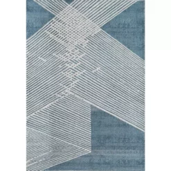Vista Blue 4 ft. x 6 ft. Abstract Polyester Area Rug by Abani