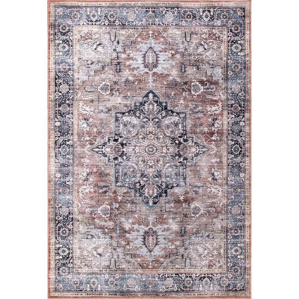 Abani Rugs Lola LOL150A Brown 7 ft. 9 in. x 10 ft. 2 in. Medallion Area Rug 3 Abani Rugs Lola LOL150A Brown 7 ft. 9 in. x 10 ft. 2 in. Medallion Area Rug