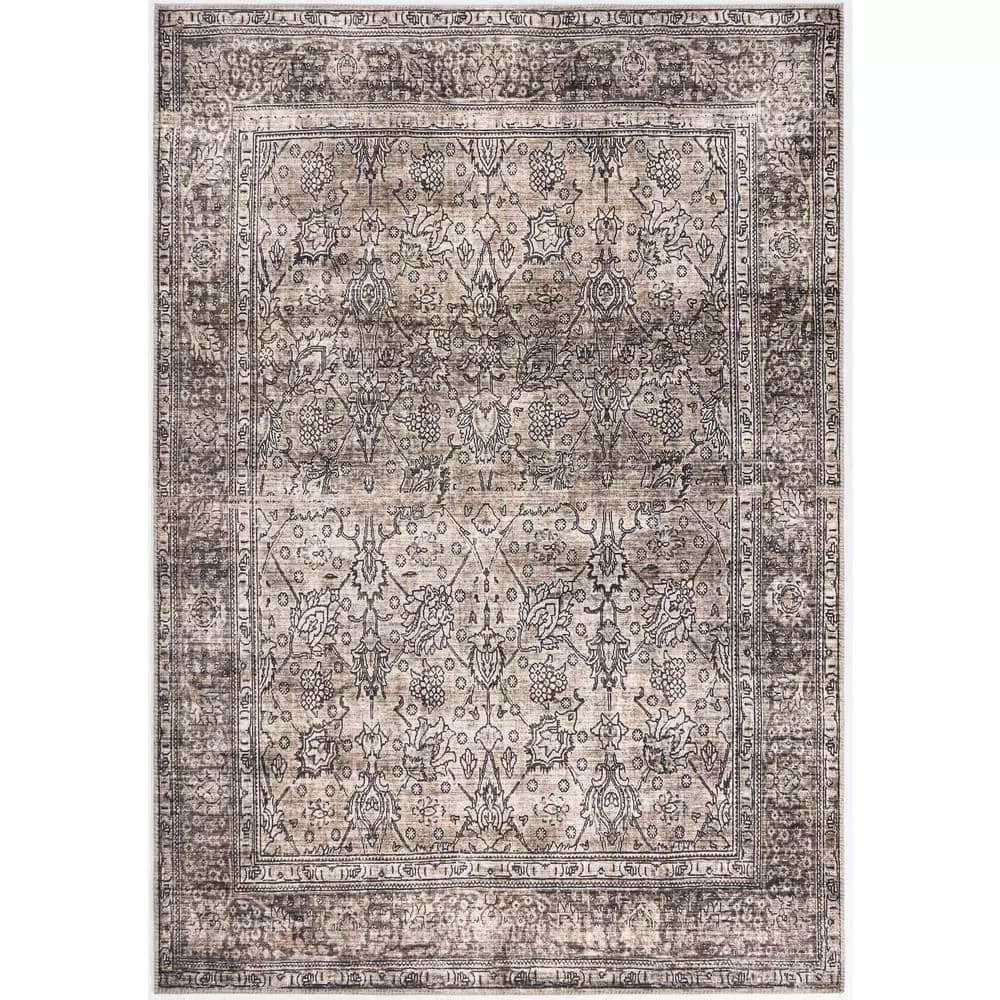 Paloma Brown 5 ft. 3 ft. x 7 ft. 6 in. Oriental Polyester Area Rug by Abani 3 Paloma Brown 5 ft. 3 ft. x 7 ft. 6 in. Oriental Polyester Area Rug by Abani