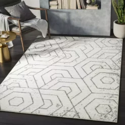 Casa Cream 7 ft. 9 in. x 10 ft. 2 in. Geometric Polypropylene Area Rug by Abani -Abani Sales cream abani area rugs cas190a 8 31 1000
