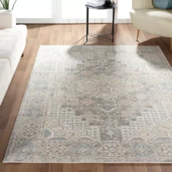 Milas Cream 5 ft. 3 ft. x 7 ft. 6 in. Oriental Polypropylene Area Rug by Abani -Abani Sales cream abani area rugs mil150a 5 66 1000