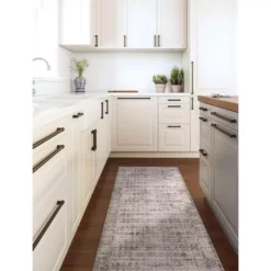 Paloma Cream 5 ft. 3 ft. x 7 ft. 6 in. Distressed Polyester Area Rug by Abani -Abani Sales cream abani area rugs pal210a 5 44 1000