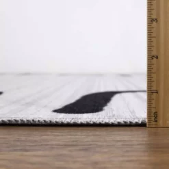 Abani Rugs Parker PAR100A Alphabet Cream and White 5 ft. 3 in. x 7 ft. 6 in. Area Rug -Abani Sales cream abani area rugs par100a 5 1f 1000