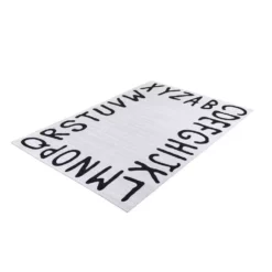 Abani Rugs Parker PAR100A Alphabet Cream and White 5 ft. 3 in. x 7 ft. 6 in. Area Rug -Abani Sales cream abani area rugs par100a 5 4f 1000