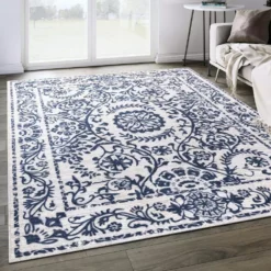 Abani Rugs Parker PAR110A Cream 5 ft. 3 in. x 7 ft. 6 in. Floral Medallion Rug -Abani Sales cream abani area rugs par110a 5 31 1000