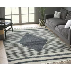 Tulum Cream 5.3 ft. x 7.6 ft. Striped Polypropylene Area Rug by Abani -Abani Sales cream abani area rugs tul100a 5 31 1000