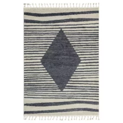 Tulum Cream 5.3 ft. x 7.6 ft. Striped Polypropylene Area Rug by Abani