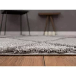 Boston Grey 5.3 ft. x 7.6 ft. Shag Polyester Area Rug by Abani -Abani Sales grey abani area rugs bos110a 5 4f 1000