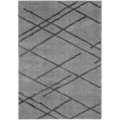 Boston Grey 5.3 ft. x 7.6 ft. Shag Polyester Area Rug by Abani