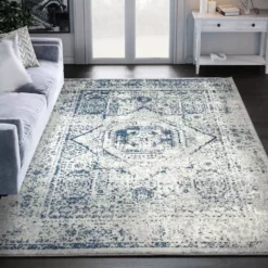 Casa Grey 7 ft. 9 in. x 10 ft. 2 in. Distressed Polypropylene Area Rug by Abani -Abani Sales grey abani area rugs cas180a 8 31 1000