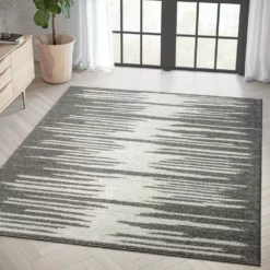 Casa Grey 4 ft. x 6 ft. Geometric Polypropylene Area Rug by Abani -Abani Sales grey abani area rugs cas270a 4 31 1000